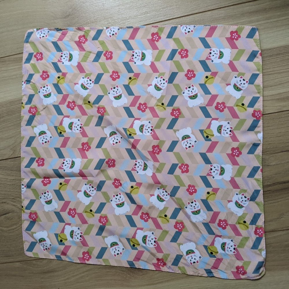 Kawaii Maneki-neko luck cat handkerchief